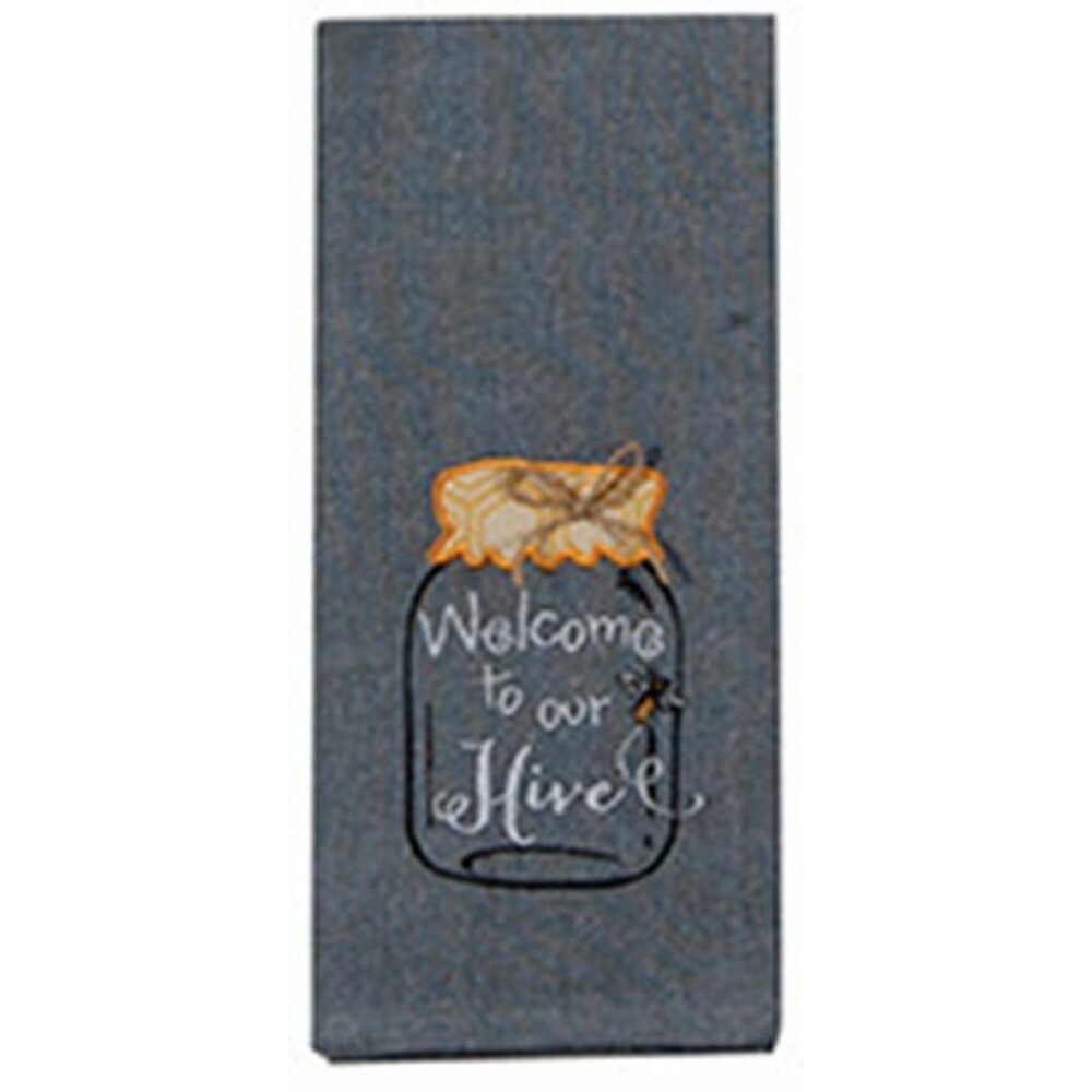Welcome to our Hive Mason Jar Embroidered Country Kitchen Towel New Home Gift